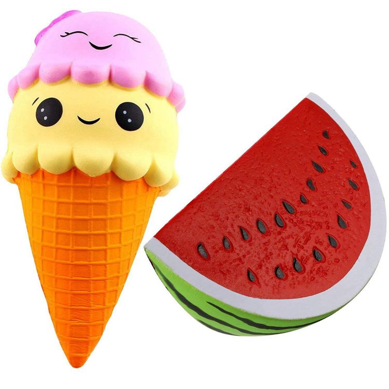 Slow Rising Jumbo Squishies Pack Squishys Girls Boys Scented Squishy Toy Squeeze Stress Reliever (Double Ice Tone + Water: Default Title