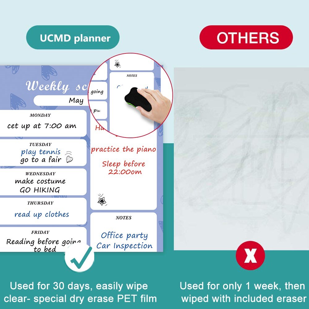 Magnetic Calendar Schedule Daily Planner Whiteboard for Kids Chore Chart Menu TO Do list Messsge Board for Home Office Fridge