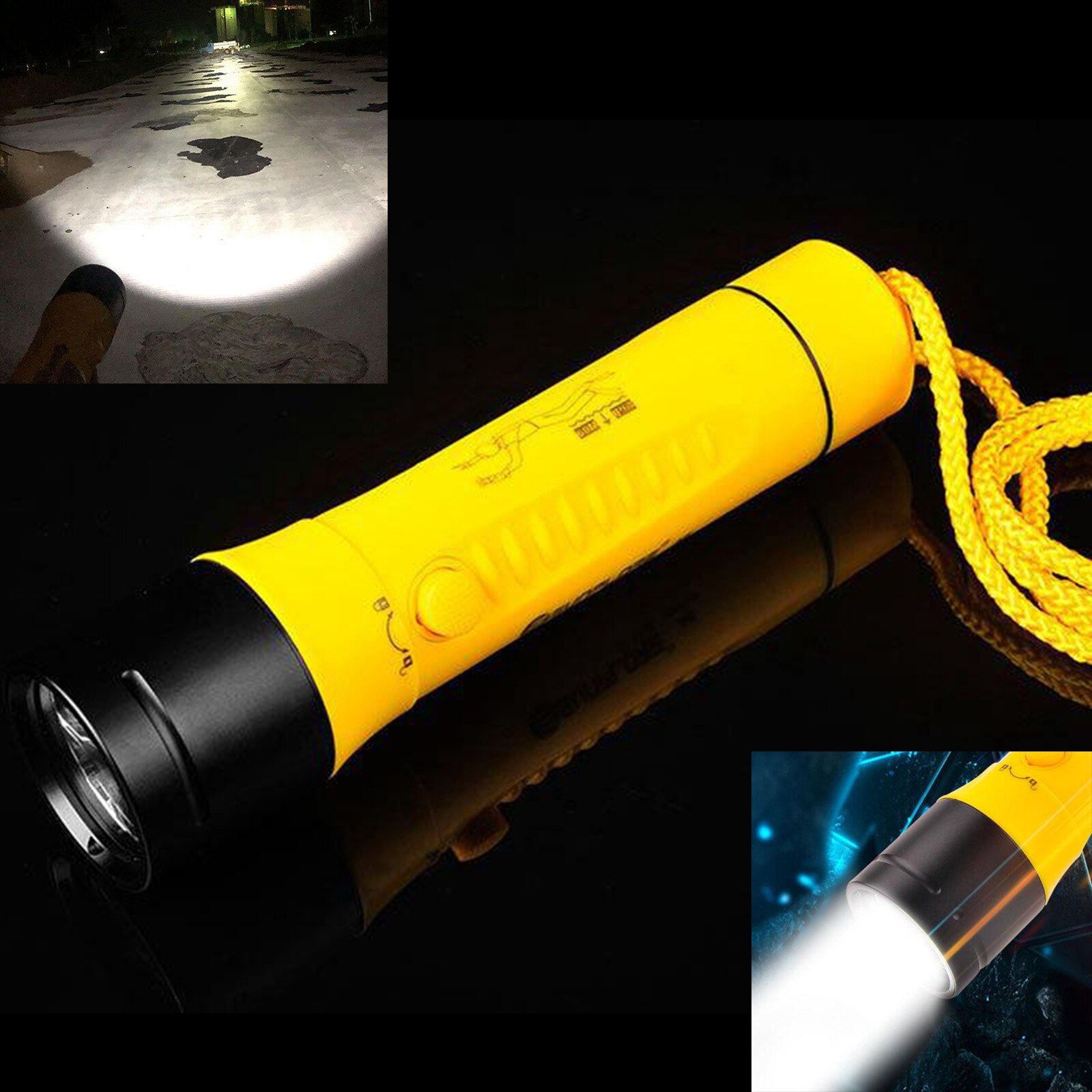 Linterna subacuática de buceo superbrillante, antorcha, iluminación para senderismo