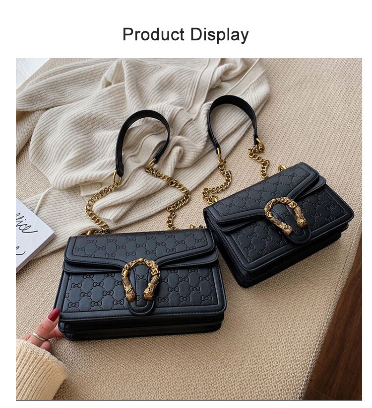 The Korean Ladies Can Wear A Small Square Bag With A Fashionable Chain On One Shoulder And Across The Body: black / M