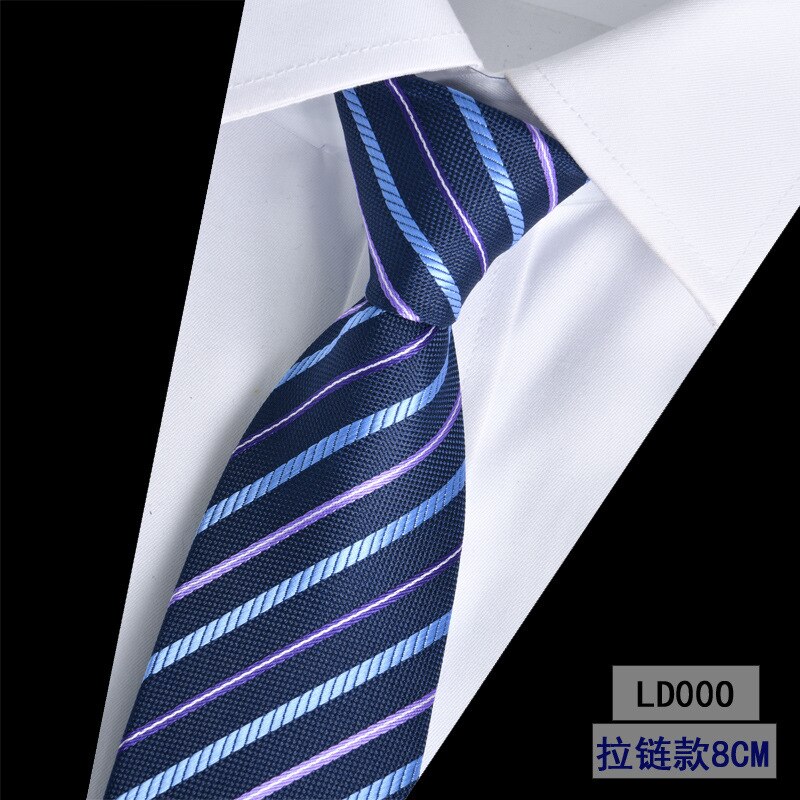 Cravatta con cerniera da uomo pigra 8CM cravatta a righe articoli tutto'ingrosso per le imprese: LD00O