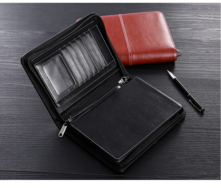 cute weekly A5 planner agenda organizer notebooks PU leather zipper notebook with lift handle refill writing pad 1289
