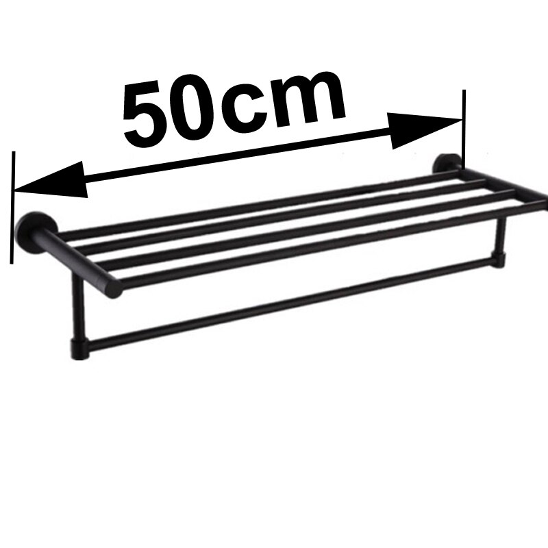 Hotaan-toallero ajustable de estilo moderno, color negro mate, Base redonda, espacio montado en la pared, barras de aluminio, colgador de toallas: L is 50 cm