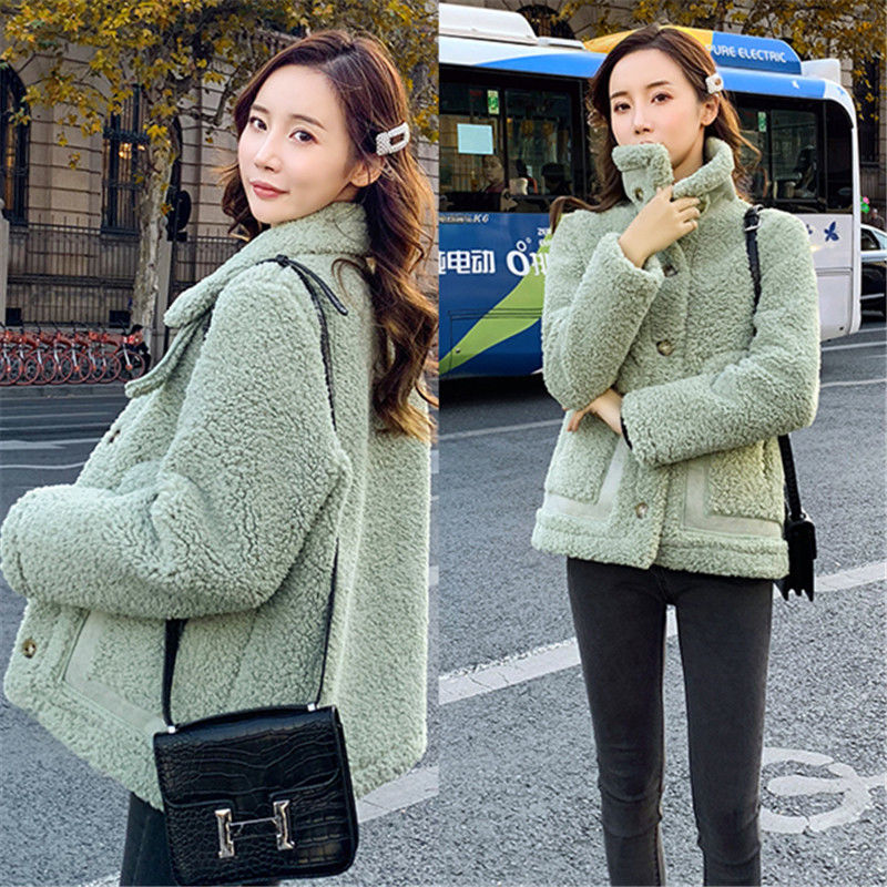 дубленка женская Korean Thick Wool Jacket Warm Women&#39;s Winter Sheepskin Coat One Piece Fur Coats All-Match Traf
