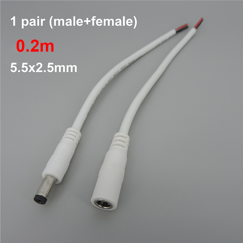 Weiß 18awg 7a DC-Stecker DC-Buchse Kabel Netzteil Verlängerung kabel 5,5mm x 2,1mm 2,5mm Kupferdraht: Black