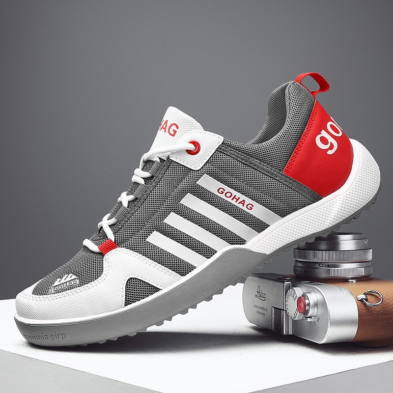 Joggesko menn sommer fritidssko for menn hvite sko for menn med snøring pustende lerretssko for menn tilfeldig sklifri svart 39