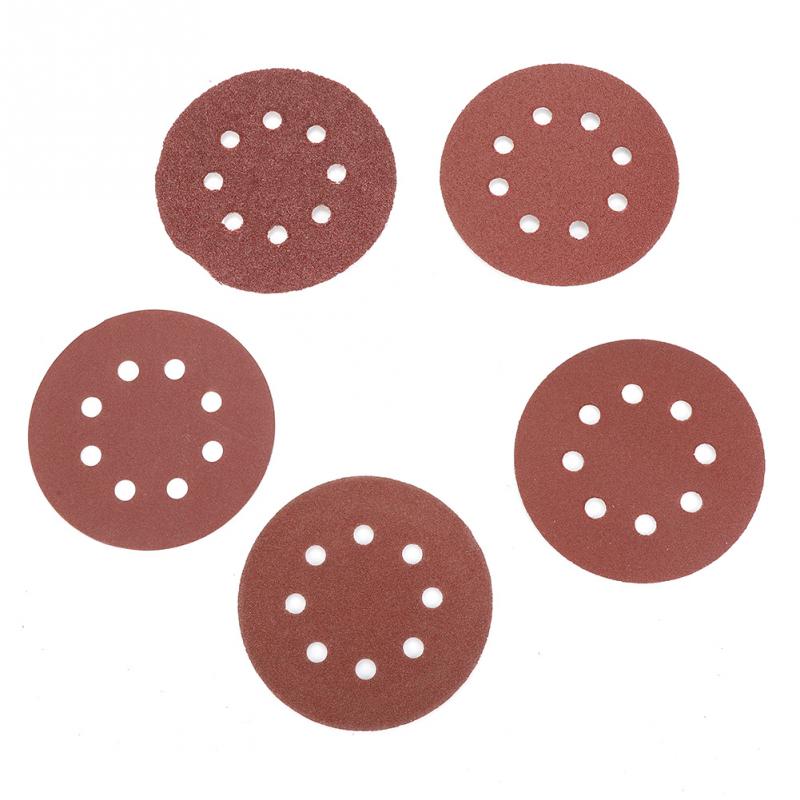 50PCS 125mm Round Shape Silicon Carbide Sanding Discs 40 60 80 120 240 Grit Sand Papers with 8 Holes