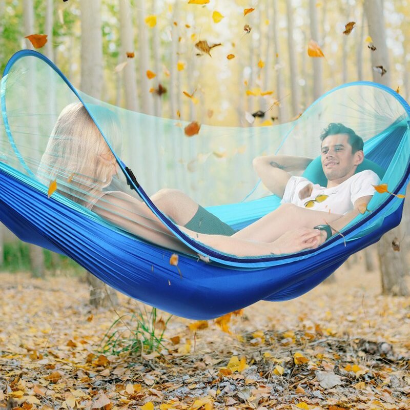 Hamaca doble ultraligera para acampar al aire libre, con mosquitera, para niños, ocio familiar, hogar, cama colgante para dormir, vacaciones