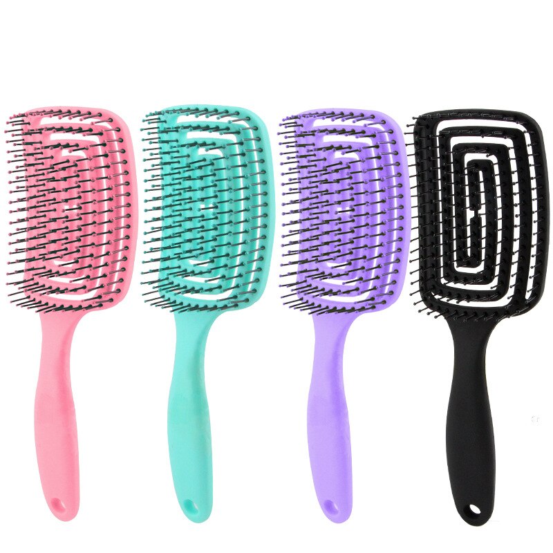 Brosse à cheveux Portable, peigne de Massage du cuir chevelu, poignée antidérapante en caoutchouc, outil de coiffure sec et humide, soins de santé