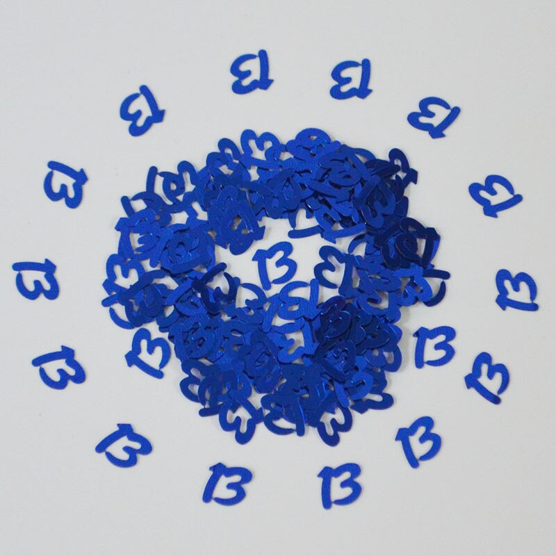 Kids Girls 13th BIRTHDAY PARTY Table Decoration Scatters Sparkle Glitz Digital Metallic CONFETTI Supplies: Blue