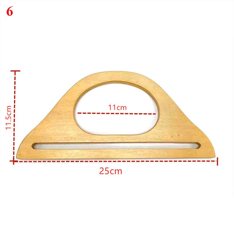 Mango de madera en forma de D, herramienta de bolso marrón de madera maciza, marco de madera degradado, accesorios únicos para bolsos, mango de: B-6