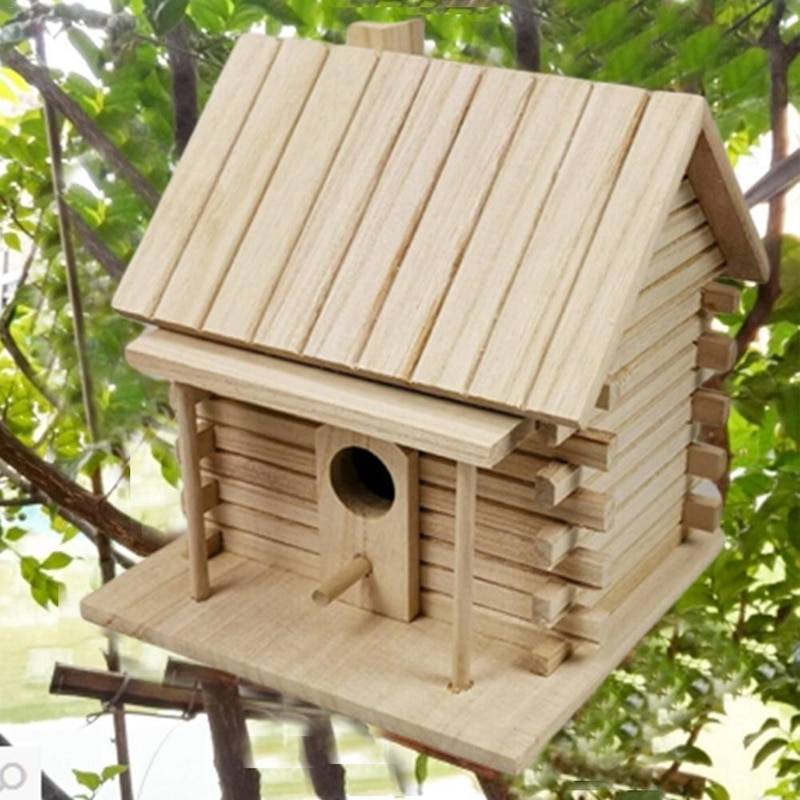 Bird House Wall-Mounted Wooden Nest Dox Nest House Bird House Bird Box Wooden Box Cage Decoration Garden Ornament: Default Title