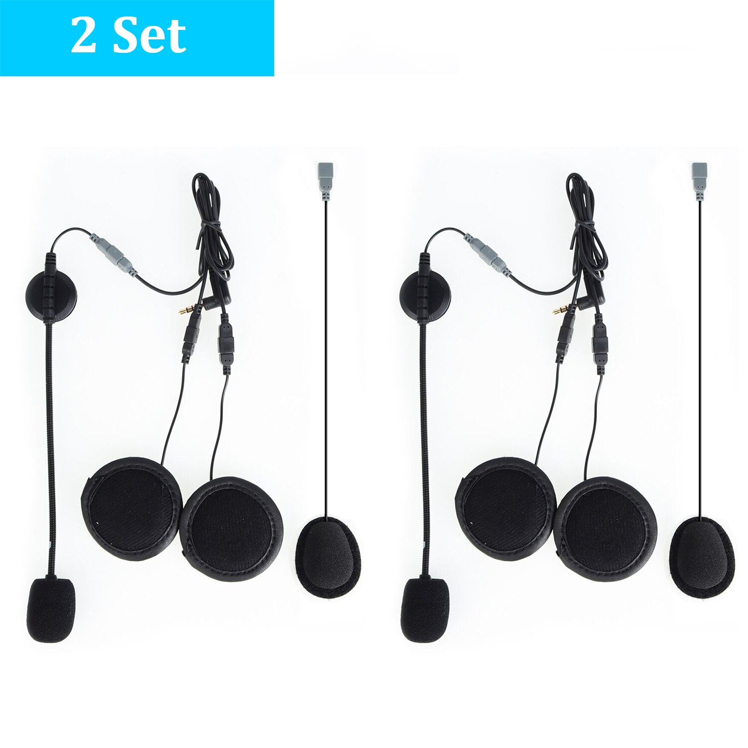 Ejeas & Vnetphone-auriculares 2 en 1 para casco de motocicleta, audífonos con micrófono y altavoz, Jack de 3,5mm, Bluetooth, para V4, V6 PRO, E6 Plus, Q7, Q20: 2 Set