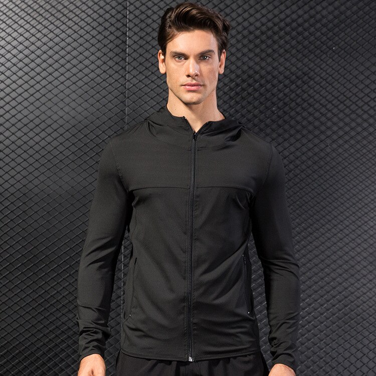 Quick Dry Running Jacket for Man Training Fitness Hoodies Sportswear for Gym Long Sleeve Zipper Jacket Running Coat