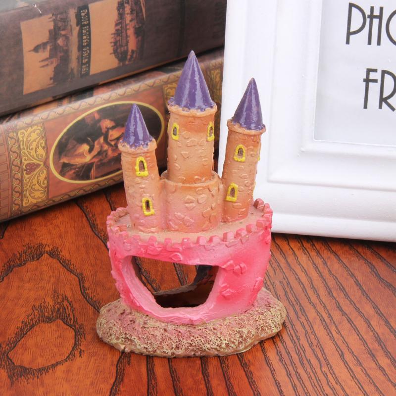 Cartoon Pink Resin Castle Aquariums Fish Tank Landscape Decorations Tower Ornaments for Aquatic Fish Pets Supplies
