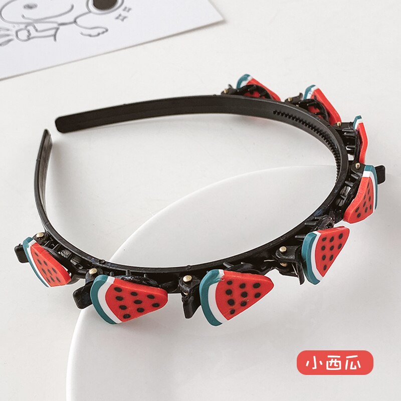 Kinderen Leuke Bloem Gevlochten Haarband Gebroken Haar Artefact Meisjes Niet Pijn Haarspeld Hoofdband Haarspeld Hoofdtooi Vrouwelijke: Small Watermelon