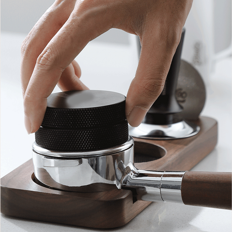 Base de Apoio para Porta-Filtro e Tamper de Café em Madeira Nogueira para Acessórios de Espresso 51MM 54MM 58MM - Suporte para Barista