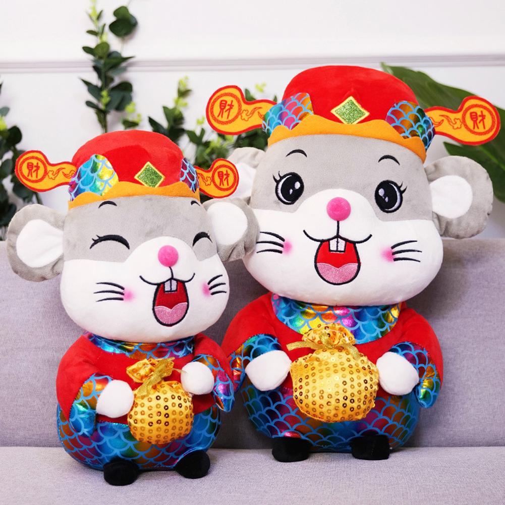 Jaar van de Rat Mascotte Knuffel Lente Festival Fortune Mouse speelgoed Gevulde Pop Zodiac Chinese jaar Fortuin muis