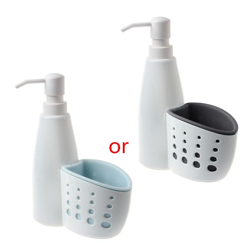 Two-In-One Dispenser And Storage Box Multi-function Liquid Detergent Container Sponge Drainboard Soap Holder Rack Cleaning For