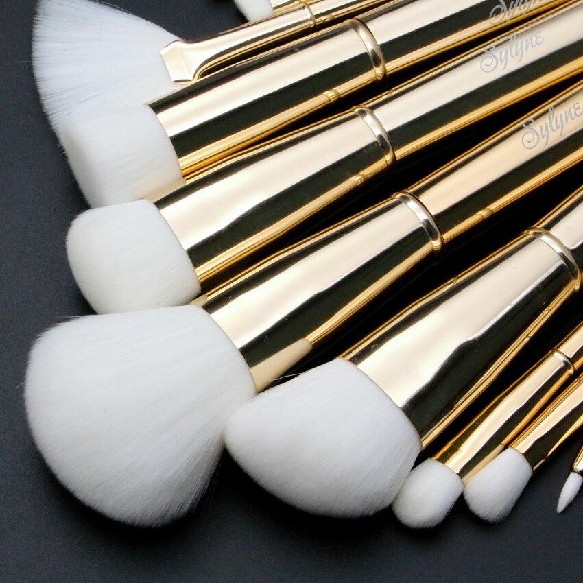 Sylyne Make-Up Borstel Set 10 Stuks Metalen Handvat Gold Soft Make Up Kwasten Kit Tools.