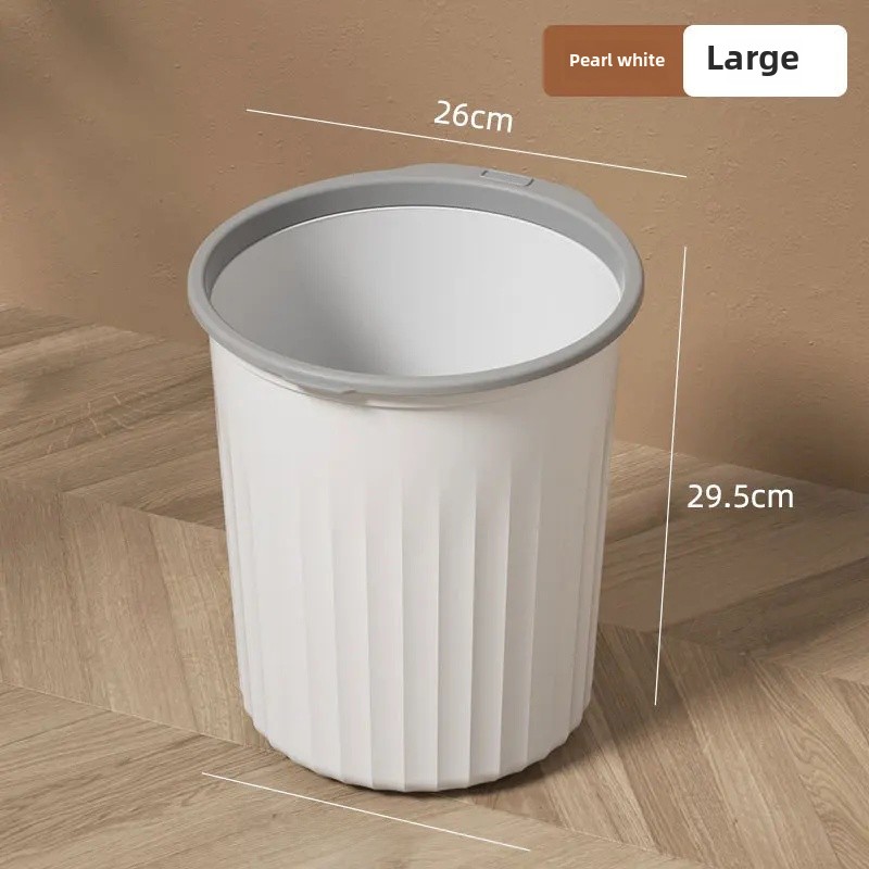Thick Plastic Trash Can Kitchen Home Use Large Capacity No Cover Big Caliber Multi Scene Garbage Basket with Press Ring: transparent