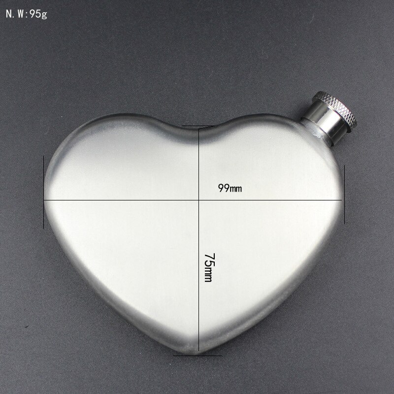 Heart Wine Glass Hip Flask 304 Stainless Steel Bangle Flask Hip Set for Alcohol Whiskey Wine Bottle With Funnel Red Color: silver
