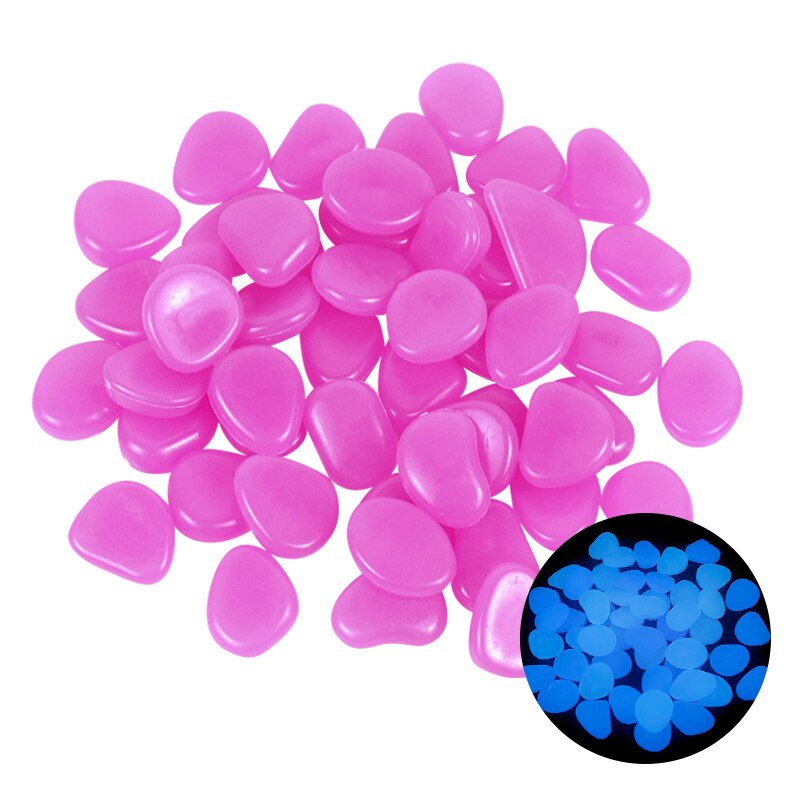 25/50Pcs Glow In The Dark Lichtgevende Steen Kiezels Gloeiende Rotsen Voor Thuis Loopbruggen Tuinpad Patio Gazon yard Aquarium Decoratie: 25pcs / rose red
