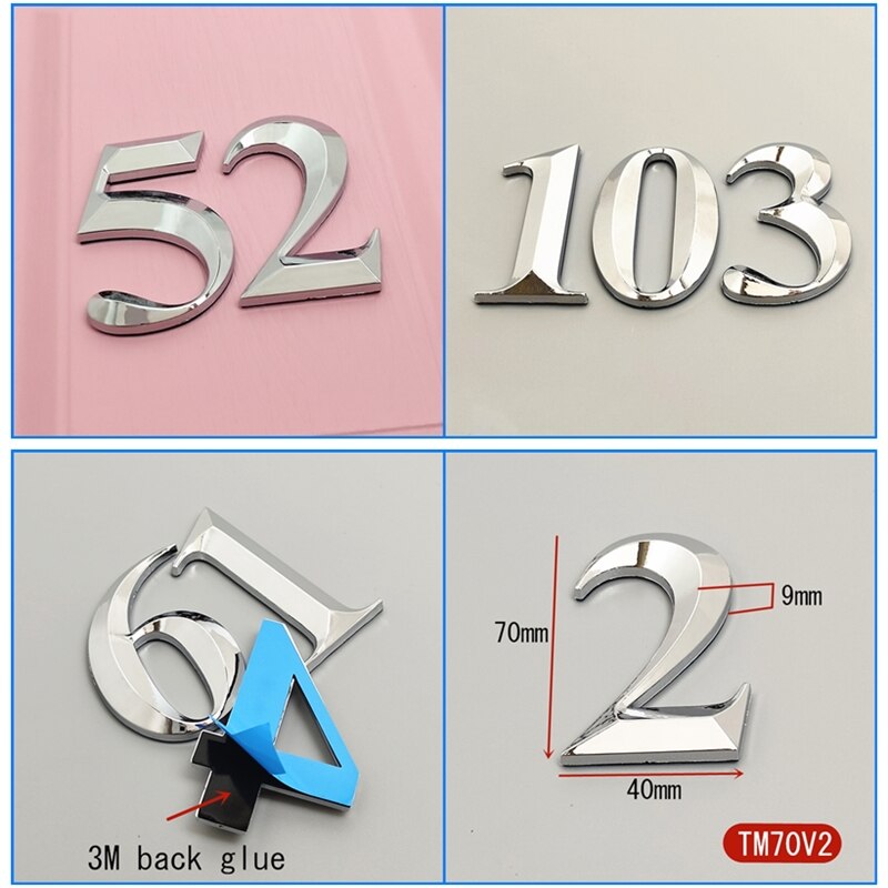 7CM Self Adhesive 3D Number Stickers Room House Number Plate Sign for Home Apartment Cabinet Table Mailbox Outdoor Door Numbers