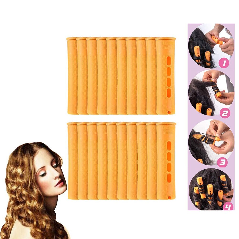 20 pièces à froid Perm Rod bigoudis rouleaux plastiques noyau creux Flexi Rod outils de coiffure outil de coiffure: Orange