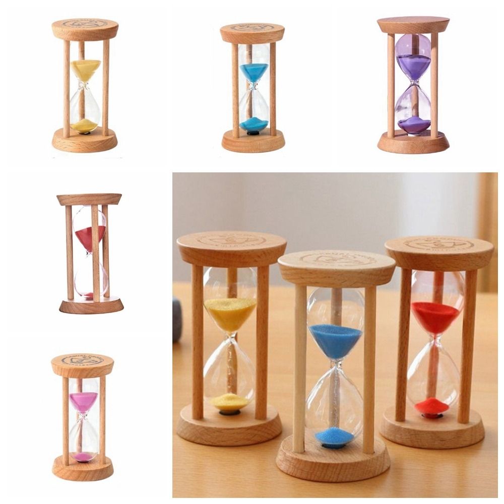 Langlebige, stabile Verbindung, Holz-Sanduhr, Holz, 1/3/5 Minuten, runde Sanduhr-Timer, 5 Farben, keine Verformung, Küche