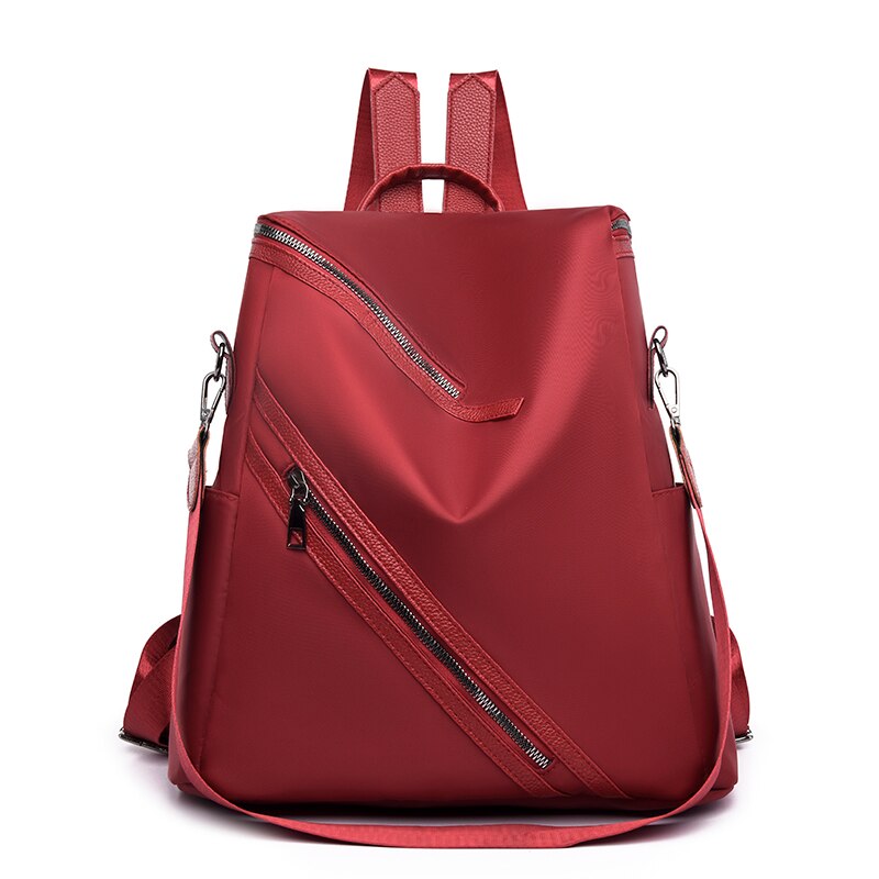 Moda anti roubo mochila de viagem feminina grande capacidade durável tecido oxford mochila bonito estilo meninas mochila escolar: Vermelho