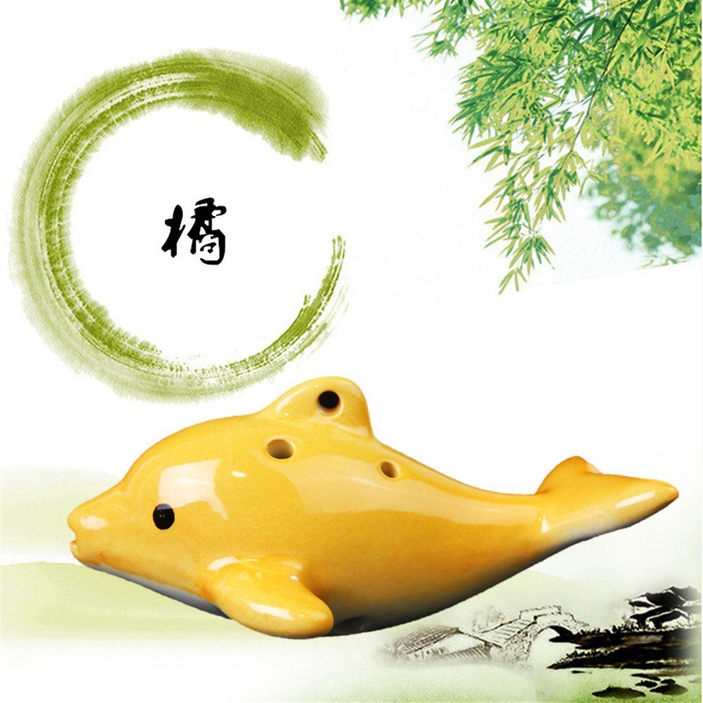 Ocarina 6 Hole Musical Instrument Dolphin Ocarina Ornaments Children Musical Instrument: Orange