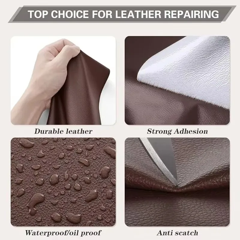 Zelfklevende reparatietape voor leer, geschikt voor banken, meubels, fauteuils en autostoelen. geavanceerde reparatieset voor pu-leer, sticker voor leer en stof.