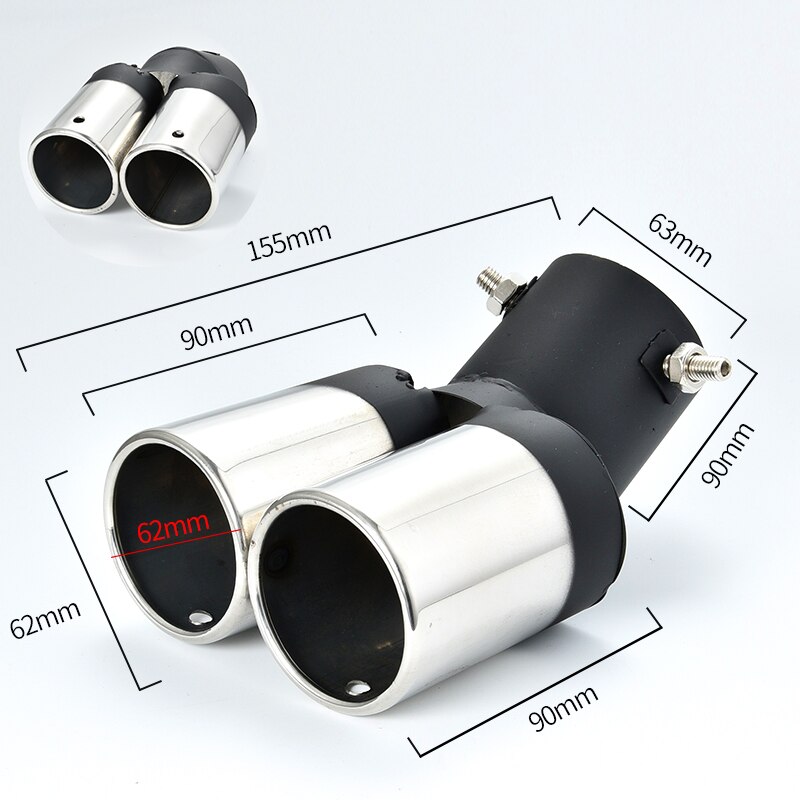 Uitlaatpijp demper uitlaatpijp uitlaat mondstuk uiteinde universeel roestvrij staal cirkelvormig schuin uiteinde één verandering twee dubbel uit: 6