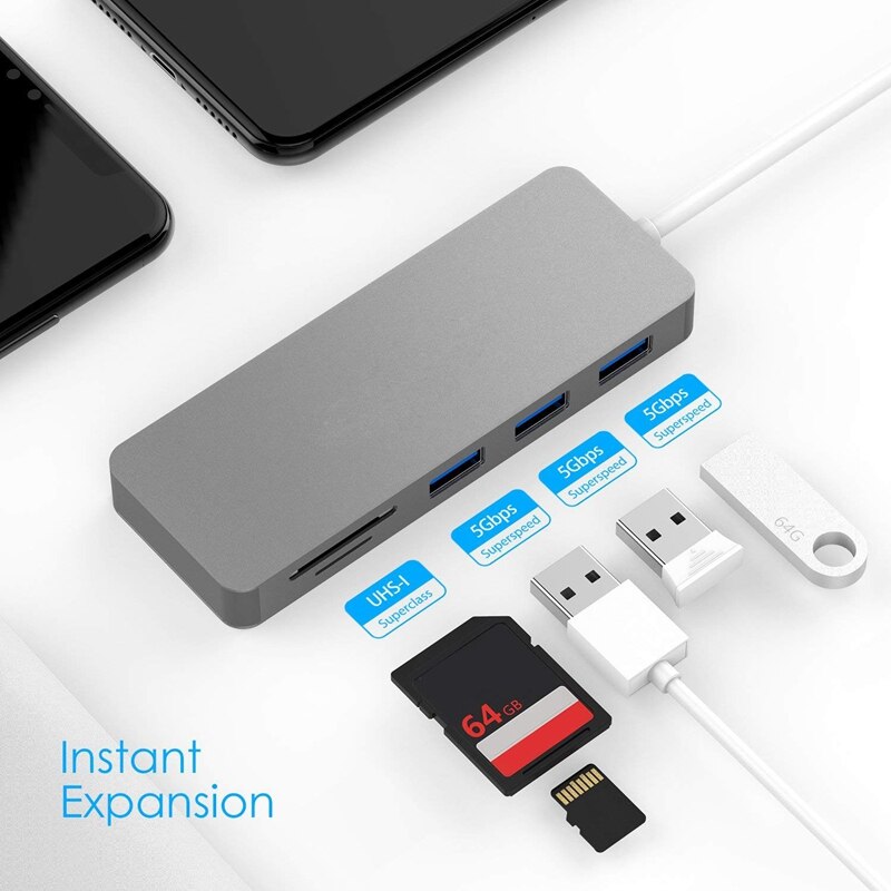 TYPE-C 5 em 1 docking station sd, tf é adequado para todos os dispositivos usb c. Suporte: windows me/2000/xp/vista/nt/7/8, mac
