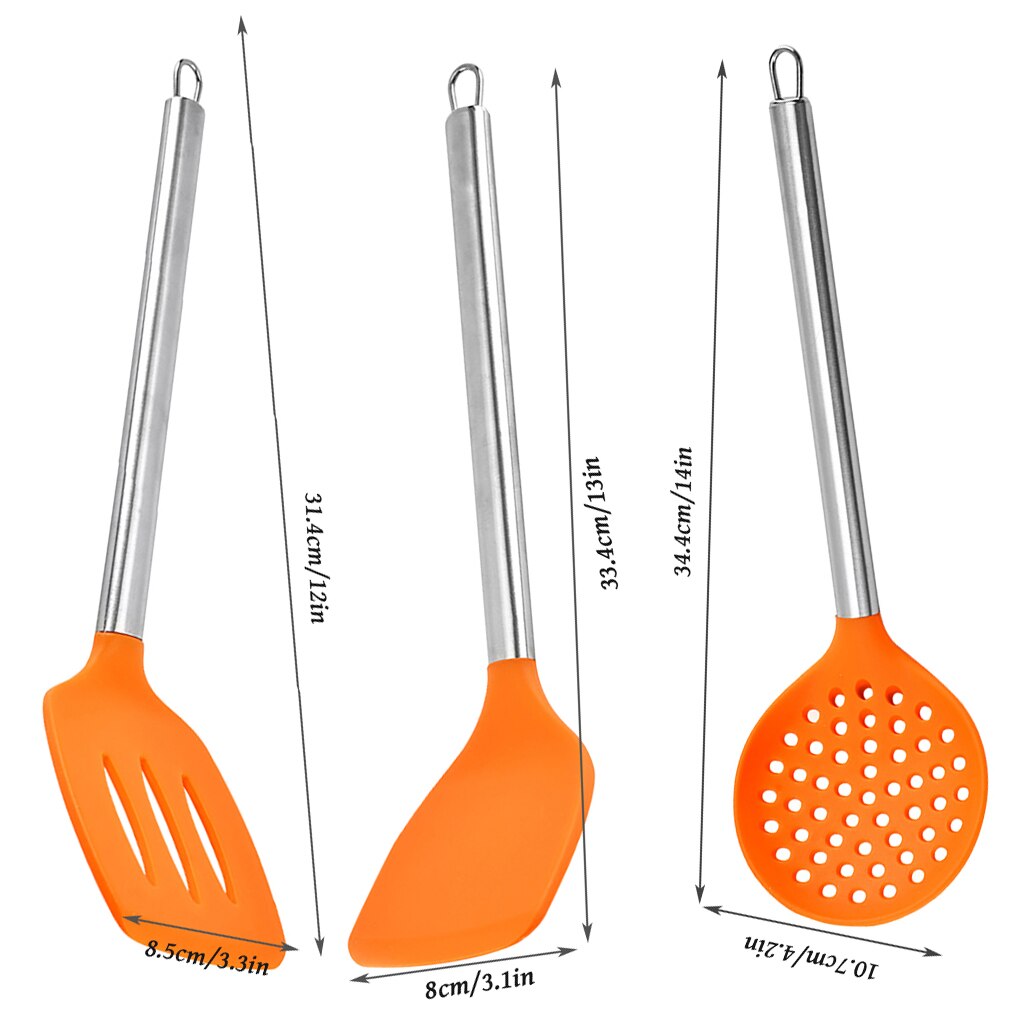 Slotted Turner Silicone Flexible Bakeware Household Kitchen Cooking Utensil, Slotted Turner: 04