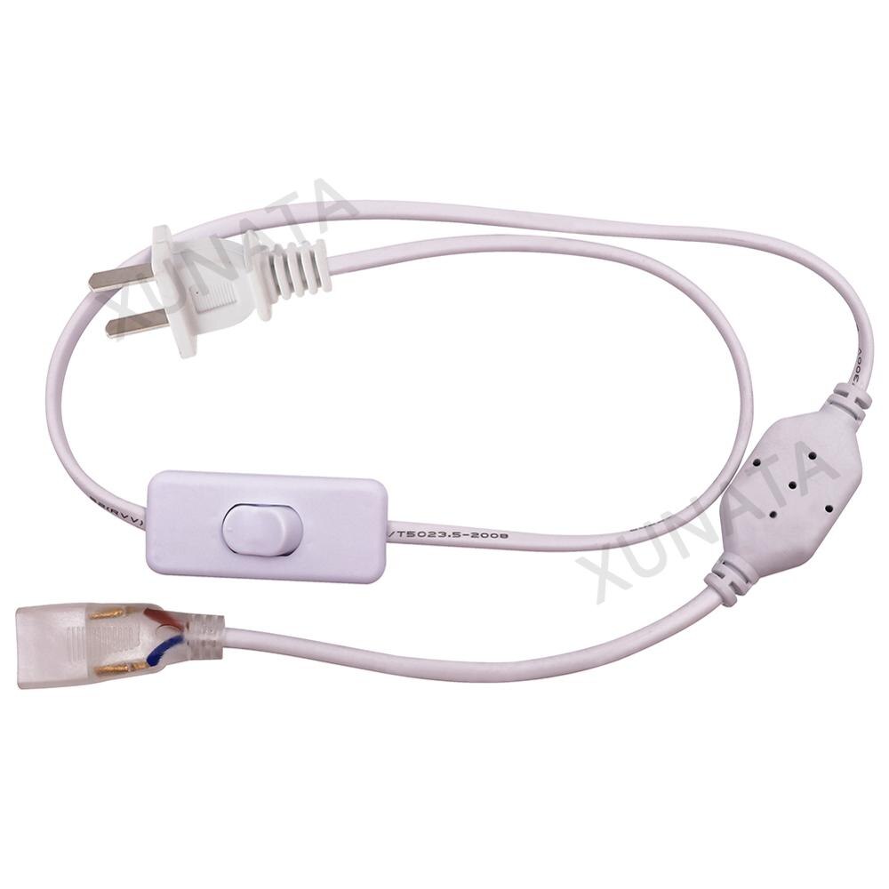 Ac 110V 220V 6 Mm 12 Mm 15 Mm Waterdichte Voeding Adapter Eu/Uk/Us schakelaar Plug 80 Cm Voor 110V 220V Flexibele Led Strip Verlichting