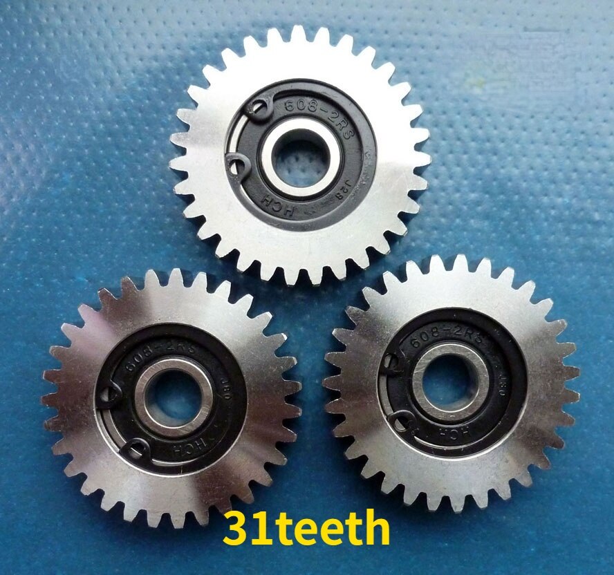 3pcs auto elettrica bicicletta veicolo ingranaggio carrello al litio acciaio metallo ruota dentata cuscinetto 608Z 8MM foro interno 23/27/28/31/36 denti: 3pcs 31teeth