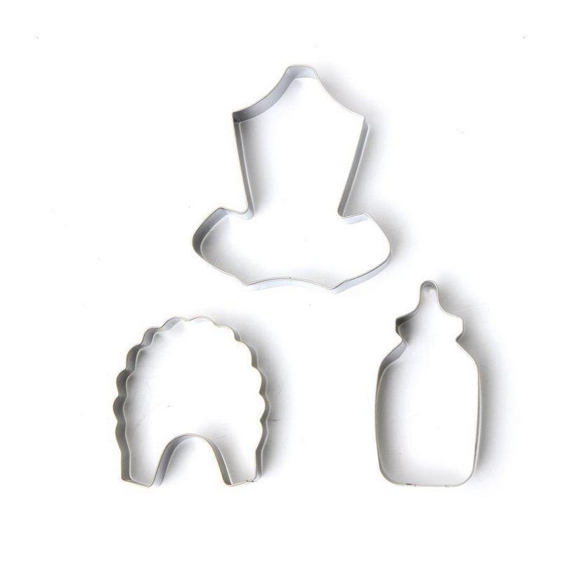 Rvs Babykleertjes Fles Cakevorm Cookies Cutter Bakken Decorating Gereedschap Voor Frondant Biscuit Gebak