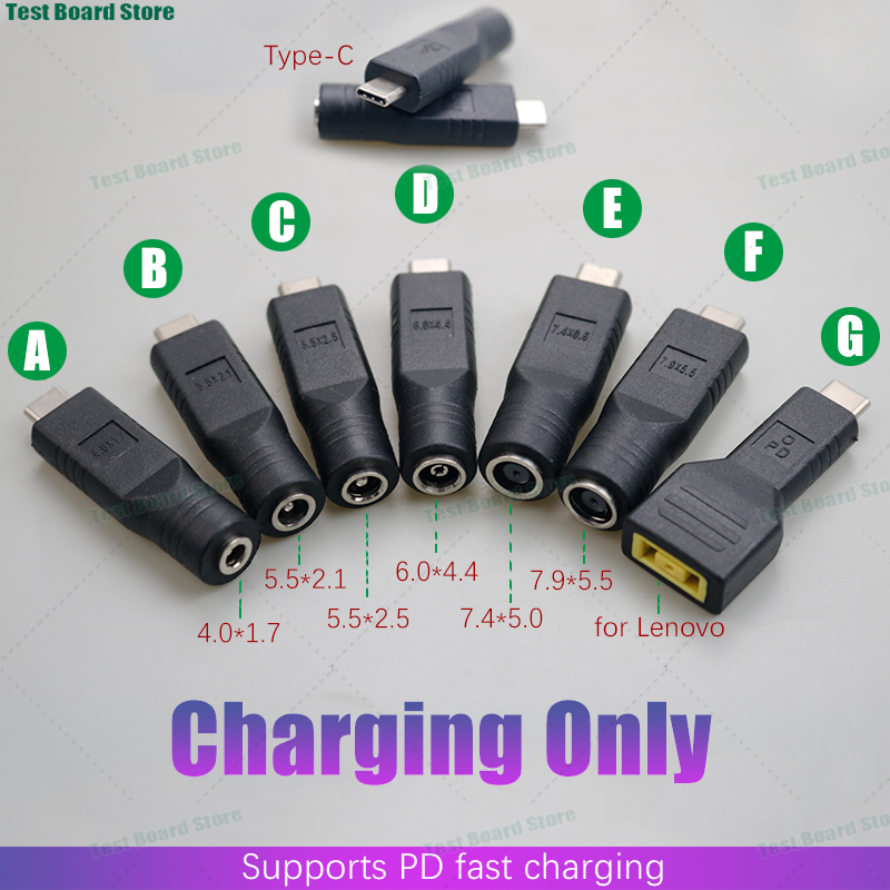 1Pcs PD Adapter USB C Type C Male To 4.0*1.7 5.5*2.1 5.5*2.5 7.4*5.0 7.9*5.5mm Female Plug Converter DC Power Jack Connector