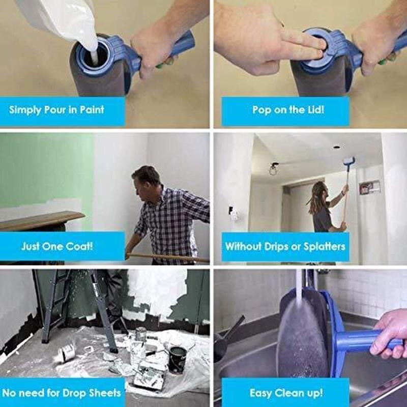 6 PCS/SET Paint Roller Brush Painting Handle Tool Multifunctional Seamless Easy To Operate Telescopic Tools Wall Decorative Sets