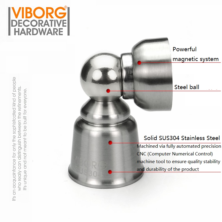 VIBORG Luxus Solide SUS304 Edelstahl Boden Zauberstab montiert Magnetische Magnet Tür Stopper Tür halt Türstopper RS-32S