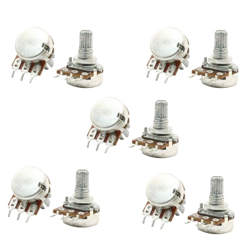 10pcs 5K ohm 6mm Split Knurled Shaft Single Linear Rotary Potentiometer