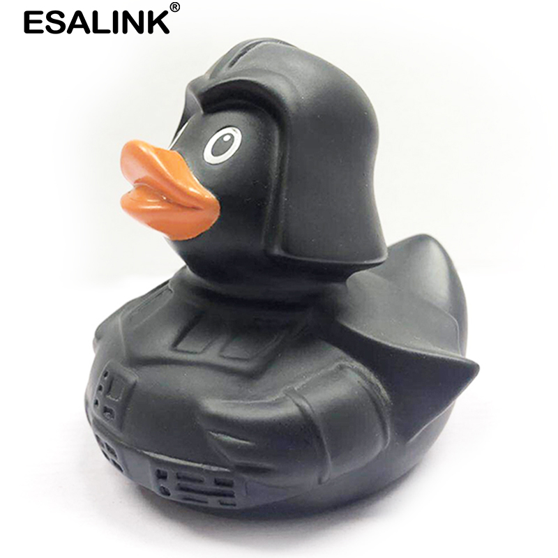 ESALINK 8Cm Baby Toys Floating Sound Rubber Duck Soldier Duck In Black Armor Bath Toys For Kids Puzzle Cognitive Toys For Girls