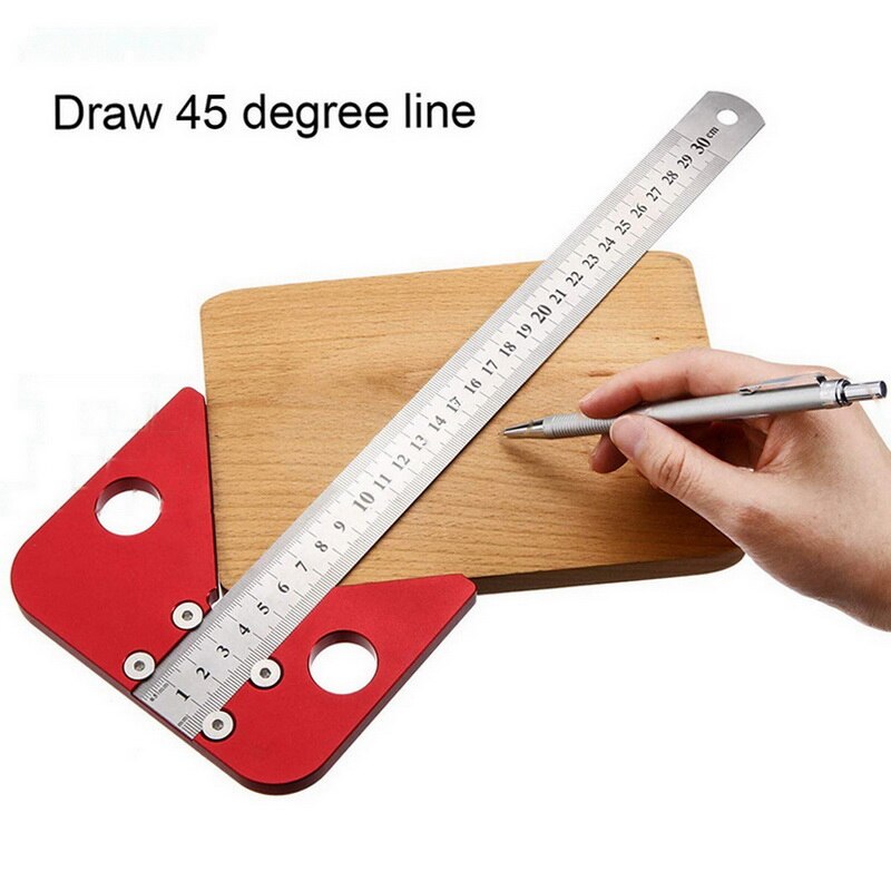 45 Graden Center Scribe Plein Center Lijn Meetinstrument Aluminium Center Finder Lijn Gauge Metric/ Inch