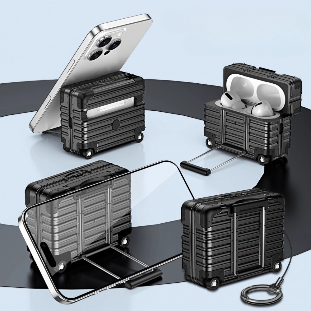 Individual Suitcase for Airpods 4 3 2 Pro Trendy Luggage Protective Case for Airpods1/2/pro2 -proof Headphone Case ﻿: 3XS / Khaki
