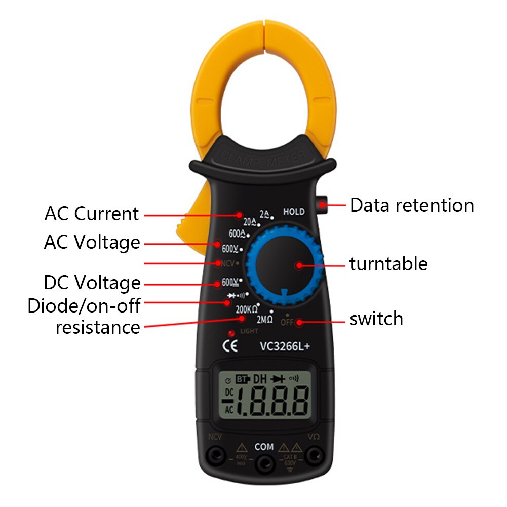 Digital Multimeter LED Display High Precision Multi-function Pliers Auto Range Voltage Current Tester Clamp Ammeter Clamp Meters