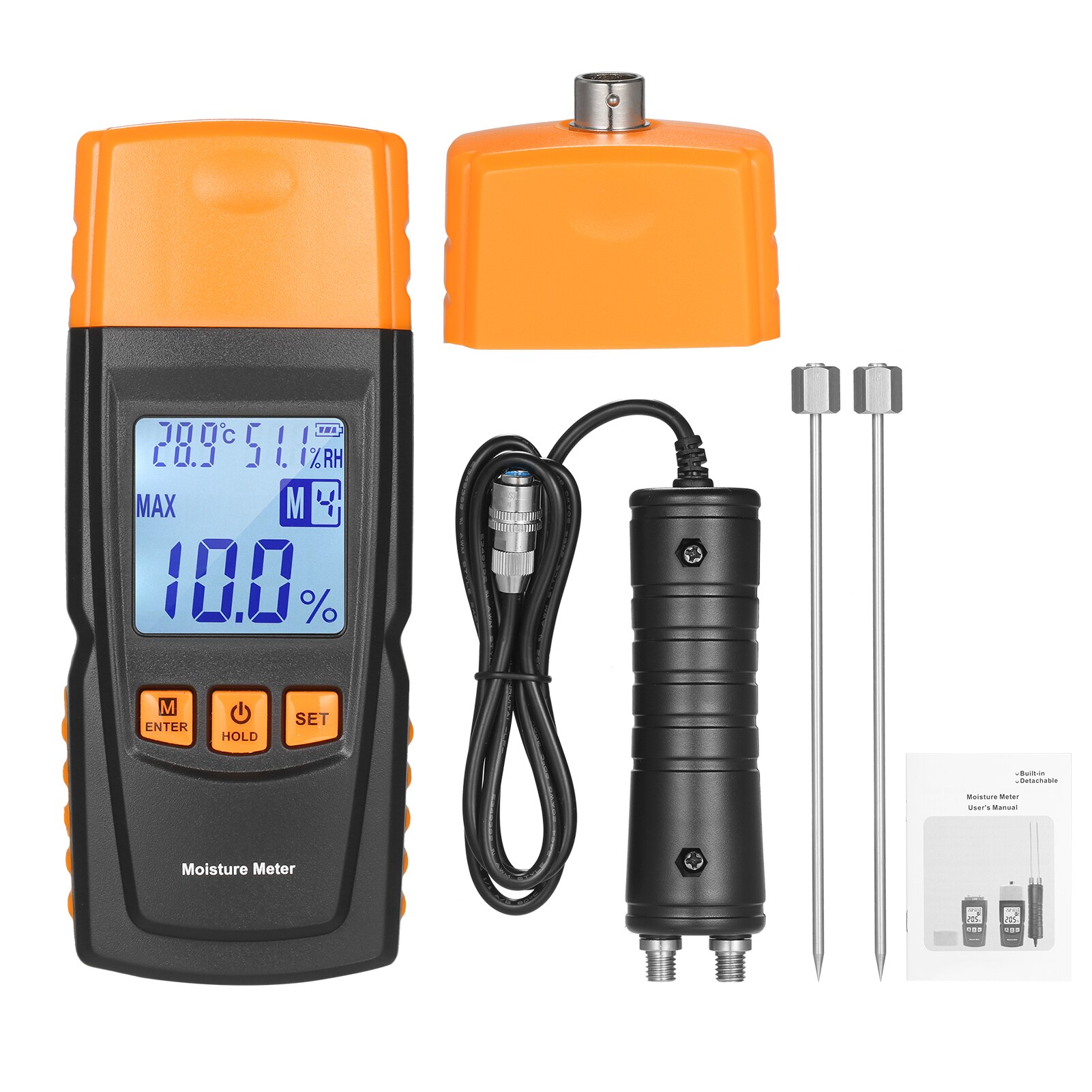 3-in-1 Digital Wood Moisture Meter Firewood Water Content Analyzer Ambient Temperature+Humidity+Wood Moisture Tester