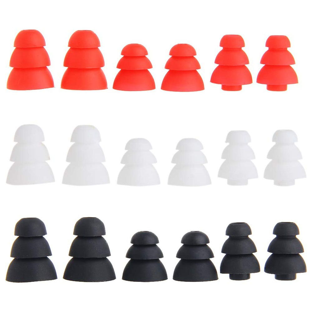 Generieke in-ear oordopjes siliconen oordopjes oordopjes tips cover 3.8mm triple flens vervangende hoofdtelefoon oordopjes tips oordopjes 6 stuks