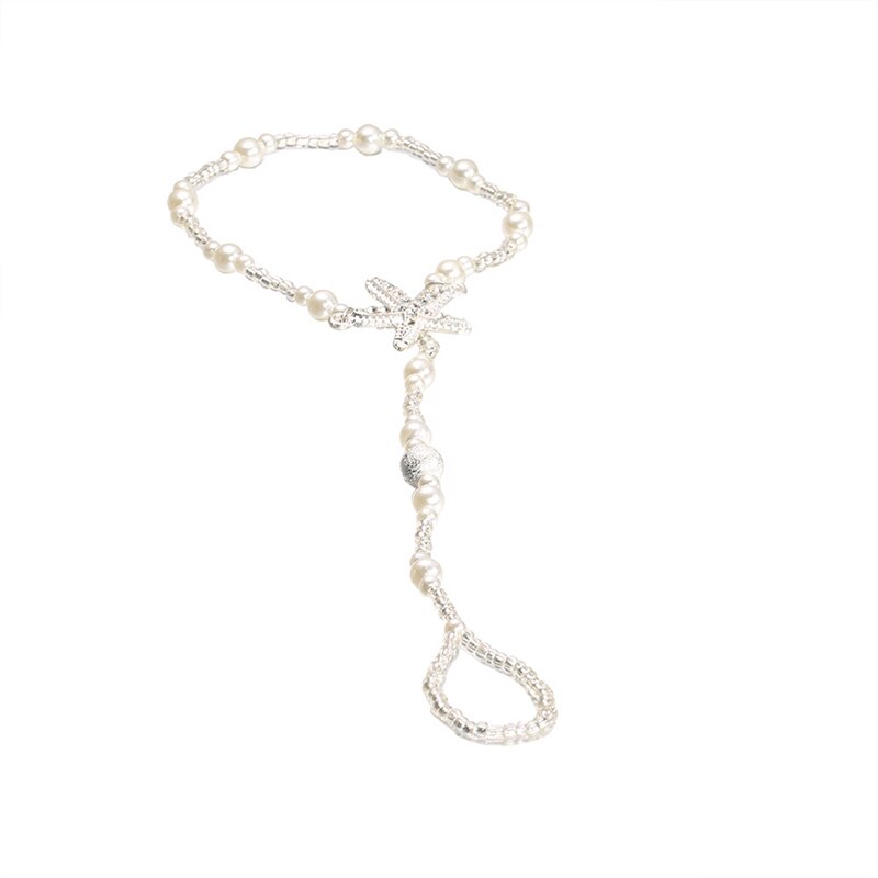 Tobillera de estrella de mar de perlas para mujer, joyería para el pie, de sandalia tobillera para pies descalzos, cadena para mujer, de joyas para pie, 1 Uds.